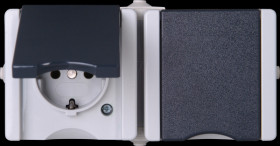 950656001 proAQA - Socket outlet with earthing contact, 2-way, hinged cove