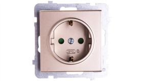 Sonata Gniazdo Pojedyncze Z/U Schuko Z Przesłonami Szampański Złoty Gp-1Rsp/M/39