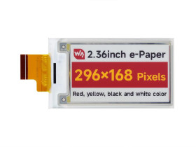 Waveshare 2.36inch E-Paper (G) raw display, 296 × 168, Red/Yellow/Black/White