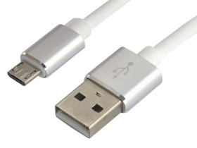 Kabel USB-A do micro USB 1.0m QC3.0 silikonowy biały 2.4A