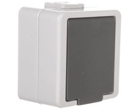 JANTAR Gniazdo pojedyncze z/u IP44 z klapką szare GNt-16J