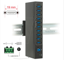 63919 External Hub 10 x USB 3.0, ESD