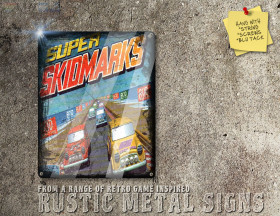 Chic Sega Genesis, Amiga Game Super Skidmarks Box Artwork Metal Sign [612]