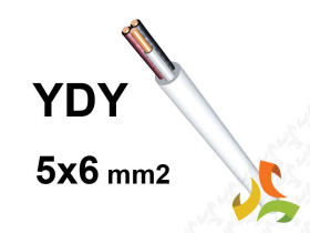 Przewód YDY żo 5x6 mm2 (450/750V) instalacyjny okrągły biały NYM-J (bębnowy) PC0407301 PRYSMIAN