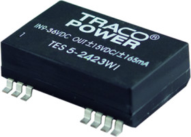 DC converter, 9-36 VDC, 5 W, 2 outputs, ±15 VDC, 83 % efficiency, TES 5-2423WI