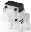 Short-stroke pushbutton, 1 Form A (N/O), 50 mA/24 VDC, unlit , actuator (white, L 4.24 mm), 1.56 N, THT, 1-1825027-7