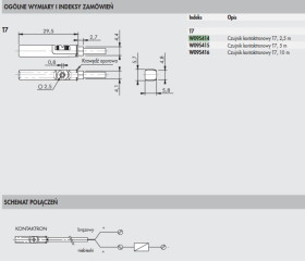 W095414 Czujnik położenia tłoka z przewodem 2,5m, METALWORK zam. Do CR22M W0952022180