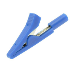 KROKODYLEK POMIAROWY MAŁY GNIAZDO 2mm NIEBIESKI IZOLOWANY