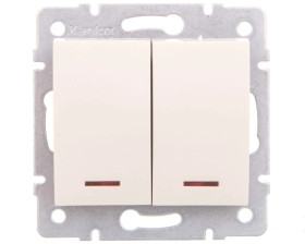 LOGI Łącznik dwugrupowy świecznikowy z LED śrubowy 10AX 250V kremowy 021120103 25139