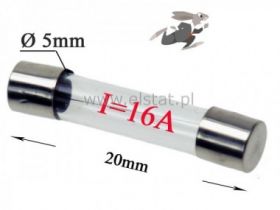 16A bezpiecznik szklany; szybki; 5x20mm