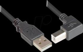 2510-2W USB 2.0 cable, A connector to B connector, angled, 2.0 m