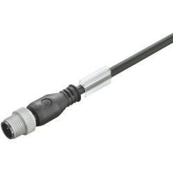 Sensor actuator cable, M12-cable plug, straight to open end, 3 pole, 1.5 m, PUR, black, 4 A, 1108800150