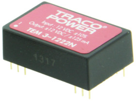 DC converter, 4.5-5.5 VDC, 3 W, 1 output, 12 VDC, 78 % efficiency, TEM 3-0512N
