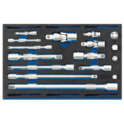 Draper 63530 Ext Bar, Uni Joint &amp; Socket Conv Set 1/4 Drawer EVA InsertTray 16Pc