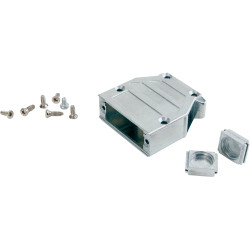 D-Sub connector housing, size: 5 (D), straight 180°, angled 45°, cable Ø 14.6 mm, zinc die casting, metal, 165X10859X