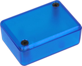ABS miniature enclosure, (L x W x H) 50 x 35 x 20 mm, blue/transparent, IP54, 1551GTBU