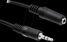 84002 Stereo Jack Extension Cable 3.5 mm 3 pin male > female 3 m black