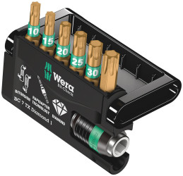 Zestaw końcówek do wkrętaka Sześciokątny, Torx l. elementów: 7 rozmiar: T10, T15, T20, T25, T30, T40 Zestaw końcówek