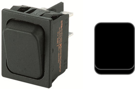 Rocker switch, black, 2 pole, On-Off-On, changeover switch, 16 (4) A/250 VAC, IP40, unlit, unprinted, 1839.3512