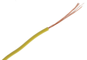 Przewód jednożyłowy linkowy 0.1 mm² Żółty Staubli PVC 27 AWG 150 V dł. 100m 26/0,07 mm +70°C RoHS Compliant