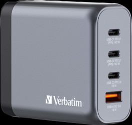 Universal-Charger, GaN, GNC-140, 140W, grey(EU/UK/USA), 1x USB-A QC, 3x USB-C PD