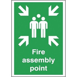 Znak BHP, tekst: "Fire Assembly Point, Polipropylenowe, kolor: Green, White BS 5499, ISO 7010 Znak