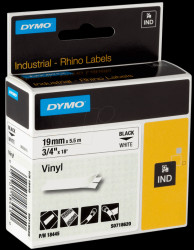 18445 DYMO IND tape, vinyl, 19 mm, black/white