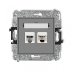 MINI Gniazdo telefoniczne RJ11 + gniazdo komputerowe RJ45 kat. 5e 8-stykowy beznarzędziowy szary mat 27MGTK