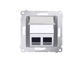 SIMON 54 Pokrywa gniazd teleinformatycznych na Keystone skośna podwójna z polem opisowym (moduł) srebrny mat DKP2S.01/43 KONTAKT