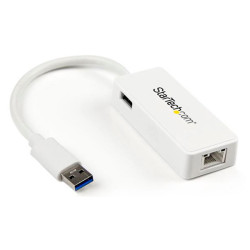 StarTech.com USB31000SPTW USB 3.0 To Gigabit NIC Adapter With USB Port - White