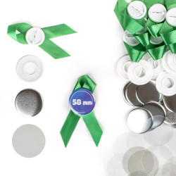 Przypinki z wstążką 58mm - zielone, zestaw 50 sztuk