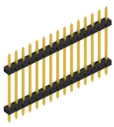 Pin header, 15 pole, pitch 2 mm, straight, black, SLY512215G