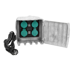 Gniazdo ogrodowe KAMIEŃ. 4x2P+Z. kabel gumowy H07RN-F 3x1.5mm2. 3m. 2 tryby pracy: automatyczny (max.1100W)/ręczny (max.3680W) O