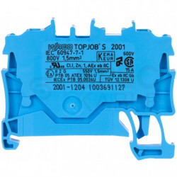 WAGO TOPJOBS 2001-1204 Złączka szynowa 2-przewodowa 1,5mm2 na szynę TH35 niebieska