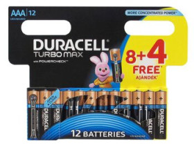 12 x bateria alkaliczna Duracell Duralock Turbo Max LR03 AAA (blister)
