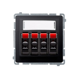 Simon Basic Gniazdo głośnikowe poczwórne z polem opisowym grafit matowy BMGL34.01/28