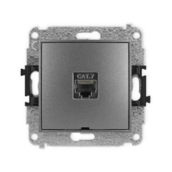 ICON Mechanizm gniazda komputerowego pojedynczego 1xRJ45, kat. 7, ekranowane, 8-stykowy, bez pola opisowego grafitowy 11IGKBO-9