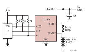 Multicell Battery Gas Gauge with Temperature, Voltage and Current Measurement