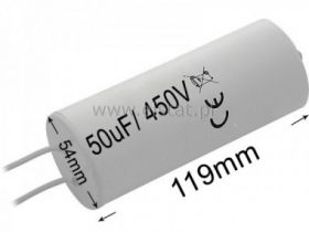 50uF 450V kond. rozruchowy 54x119mm ( przewody)