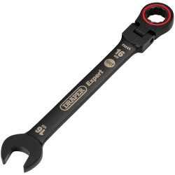 Draper Expert 03923 HI-TORQ&#xAE; Flexi Head Ratchet Spanner 16mm Black