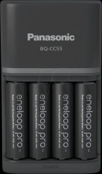 PLG-BQ-CC55/E-4-3LUWXB-NEU Wall charger, NiMh, incl. 4x AA (Mignon) batteries, black