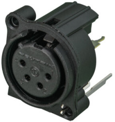 XLR panel socket, 4 pole, gold-plated, polyamide, NC4FAV-0