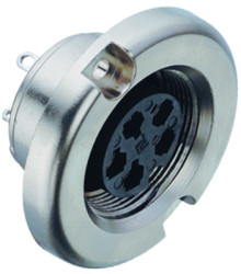 Panel socket, 3 pole, solder cup, screw locking, straight, 09 0036 00 03