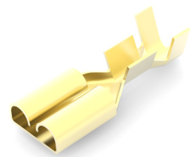 Uninsulated flat plug sleeve, 6.35 x 0.81 mm, 0.82 to 2.08 mm², AWG 18 to 14, brass, 170092-4