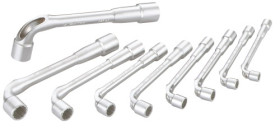 Zestaw kluczy nasadowych okrągłych, mat. łopatki: Chromowo-wanadowy, końcówka: Sześciokątna, rozmiar: 9 sztuk, 8 → 19 mm