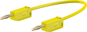 Measuring lead with (2 mm plug, spring-loaded, straight) to (2 mm plug, spring-loaded, straight), 600 mm, yellow, PVC, 0.5 mm²,