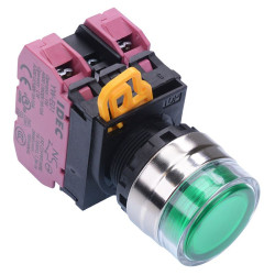 YW4L-MF2E02Q4G Green 24V illuminated 22mm Metal Bezel Momentary Shrouded Push Button Switch 2NC IP65 IDEC