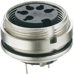 Panel socket, 5 pole, solder cup, screw locking, straight, 0307 05