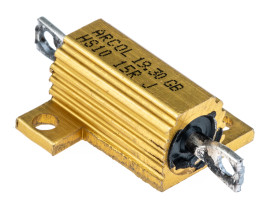 Rezystor do montażu w obudowie 15Ω 10W ±5% Arcol ±100ppm/°C drutowy Osiowe