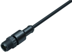Sensor actuator cable, M12-cable plug, straight to open end, 4 pole, 2 m, PUR, black, 2 A, 77 3419 0000 50004-0200